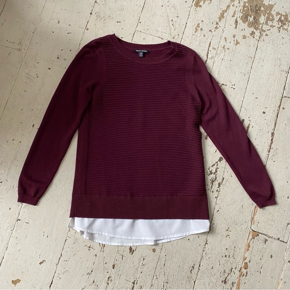 Hilary Radley Maroon Tunic Textured Knit Sweater with Shirt Tales - Picture 4 of 10